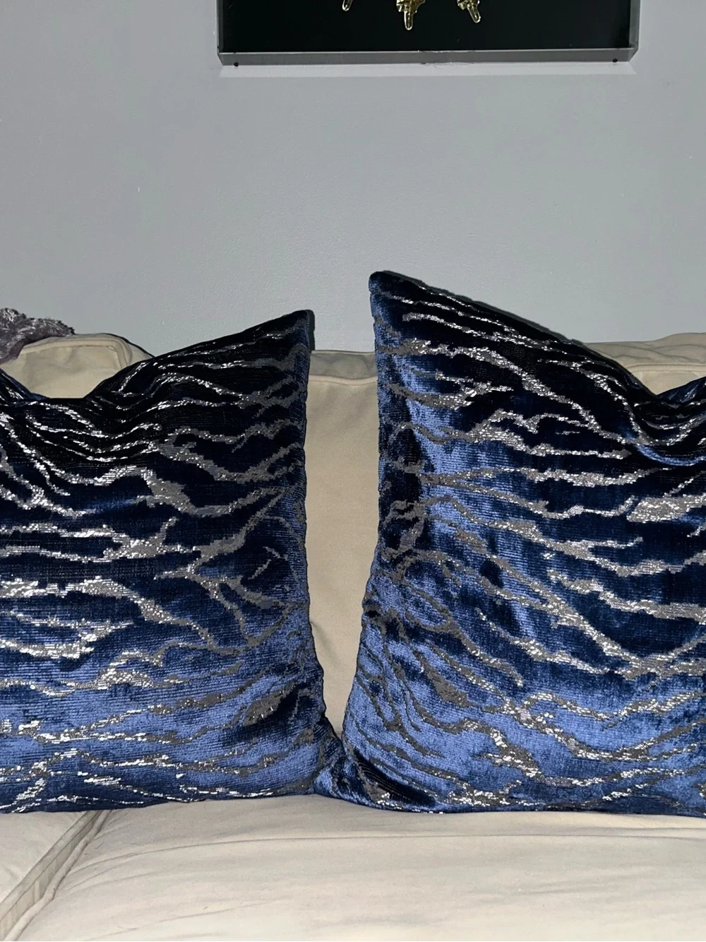 Z Gallerie Blue Velvet Accent Pillows – Set of 2